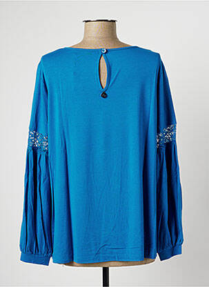Blouse col rond manches longues bleu MALOKA femme