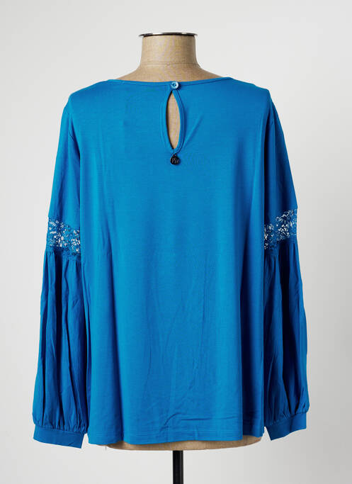 Blouse col rond manches longues bleu MALOKA femme