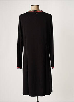 Robe mi-longue imprimé fleurs manches longues noir MALOKA femme