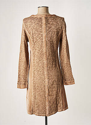 Robe mi-longue manches longues manches longues marron MALOKA femme