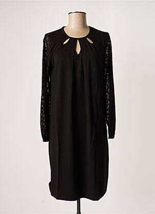 Robe mi-longue manches longues manches longues noir MALOKA femme