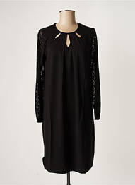 Robe mi-longue manches longues manches longues noir MALOKA femme