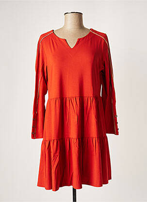 Robe courte manches 3/4 manches 3/4 orange MALOKA femme