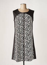 Robe mi-longue imprimé fantaisie sans manche noir MALOKA femme