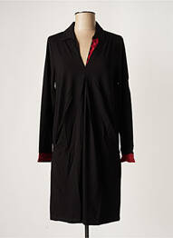 Robe mi-longue manches longues manches longues noir MALOKA femme