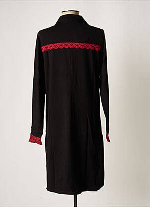Robe mi-longue manches longues manches longues noir MALOKA femme