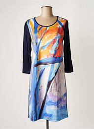 Robe mi-longue manches 3/4 manches 3/4 bleu MALOKA femme