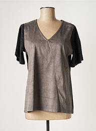 Top stretch manches courtes gris MALOKA femme