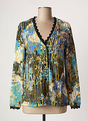 Gilet manches longues fermeture boutonnée sur le devant bleu MALOKA femme