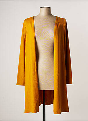 Gilet manches longues col v jaune MALOKA femme