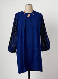 Robe mi-longue manches longues manches longues bleu MALOKA femme