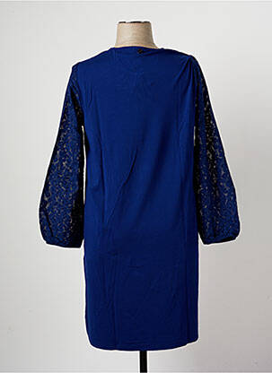 Robe mi-longue manches longues manches longues bleu MALOKA femme