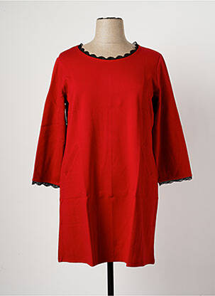 Robe mi-longue manches longues manches longues rouge MALOKA femme