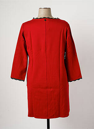 Robe mi-longue manches longues manches longues rouge MALOKA femme