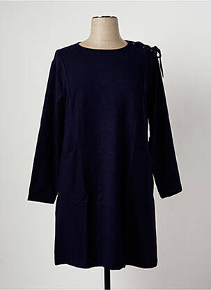Robe mi-longue manches longues manches longues bleu MALOKA femme
