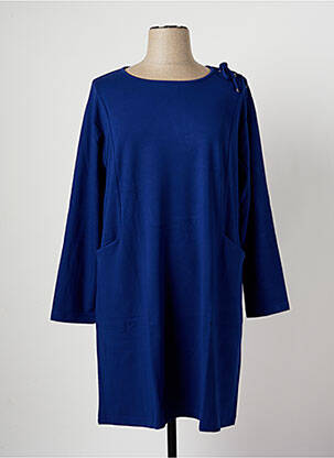 Robe mi-longue manches longues manches longues bleu MALOKA femme