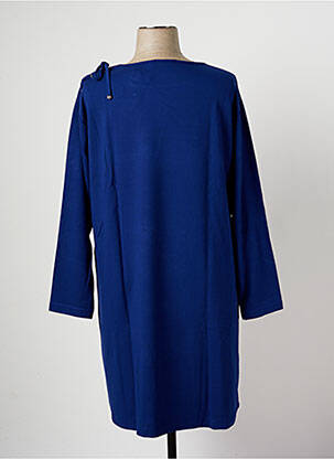 Robe mi-longue manches longues manches longues bleu MALOKA femme
