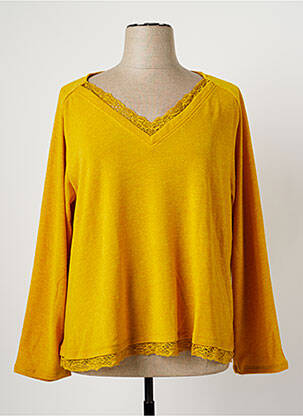 Pull coupe cintrée manches longues jaune MALOKA femme