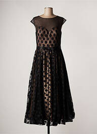 Robe longue coupe évasée manches courtes noir PAUL BRIAL femme