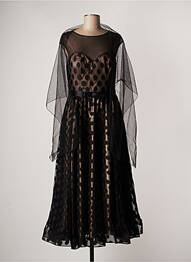 Robe longue coupe évasée manches courtes noir PAUL BRIAL femme