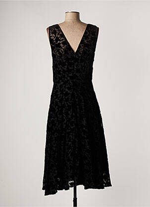 Robe mi-longue imprimé fantaisie sans manche noir PAUL BRIAL femme