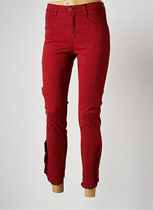 Pantalon 7/8 stretch taille normale rouge MALOKA femme