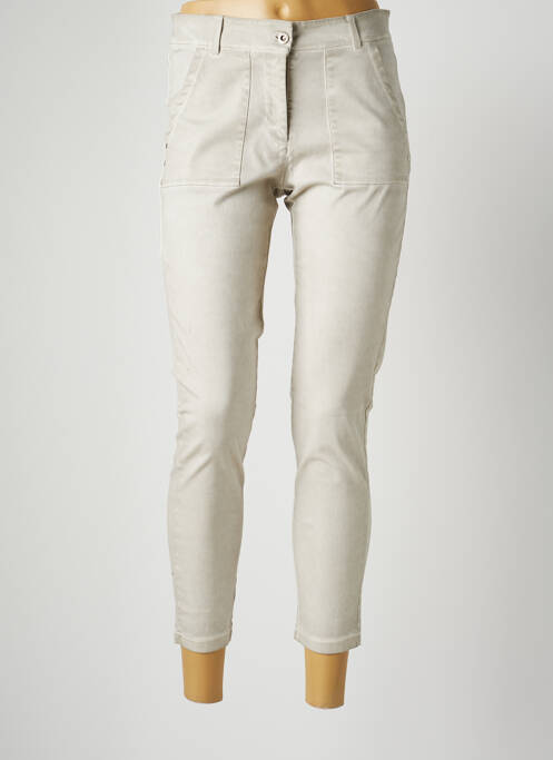 Pantalon 7/8 stretch taille normale beige MALOKA femme