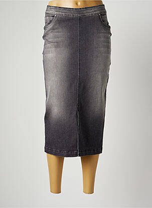 Jupe mi-longue coupe droite gris PAUL BRIAL femme