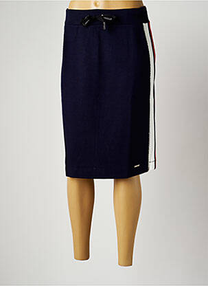 Jupe mi-longue coupe droite bleu MALOKA femme