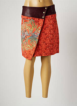 Jupe courte coupe droite orange PAUL BRIAL femme