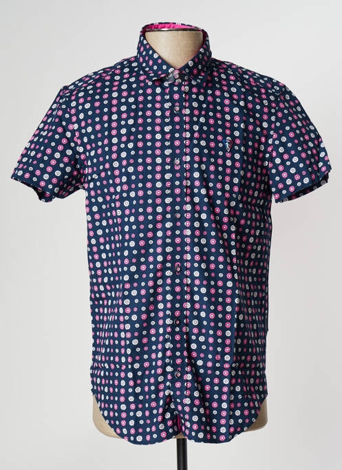 Chemise manches courtes coupe cintrée bleu CAMBE homme