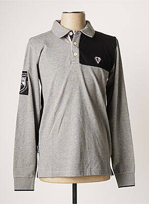 Polo tissage chiné manches longues gris CAMBERABERO homme