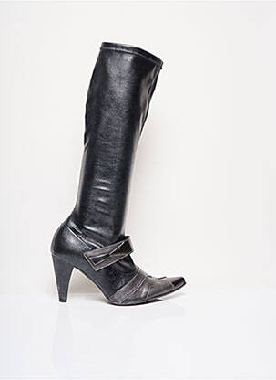 Bottes matière lisse talon de 7 à 9cm gris UN TOUR EN VILLE femme