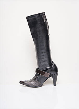 Bottes matière lisse talon de 7 à 9cm gris UN TOUR EN VILLE femme