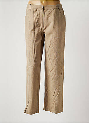 Pantalon droit fermeture zippée sous rabat boutonné taille normale beige JAC JAC femme