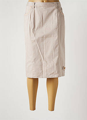 Jupe mi-longue stretch beige JAC JAC femme