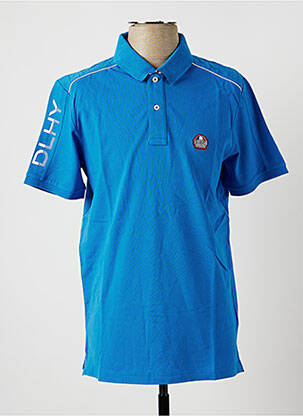 Polo broderie motifs brodés manches courtes bleu DELAHAYE homme