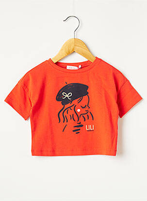 T-shirt orange LILI GAUFRETTE pour fille