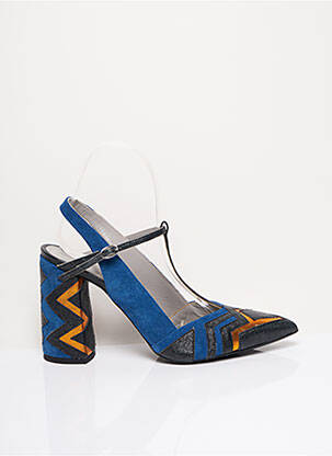 Escarpins tissage satiné talon de 7 à 9cm bleu STRATEGIA femme
