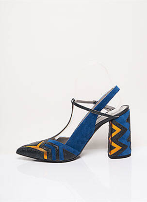 Escarpins tissage satiné talon de 7 à 9cm bleu STRATEGIA femme