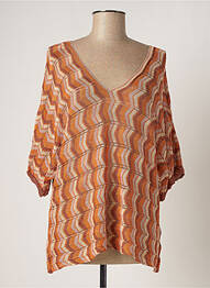 Pull col v manches 3/4 orange PINKA femme