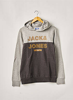 Sweat-shirt à capuche gris JACK & JONES pour garçon