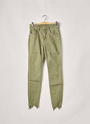 Jeans coupe slim broderie rivets taille normale vert DENIM femme