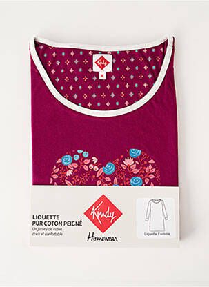 Chemise de nuit manches longues rouge KINDY femme