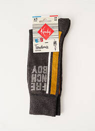 Chaussettes finition bords-côtes gris KINDY homme