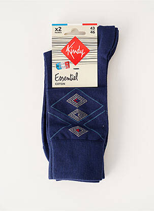 Chaussettes finition bords-côtes bleu KINDY homme