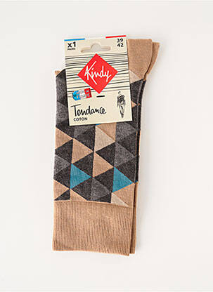 Chaussettes maille fine marron KINDY homme