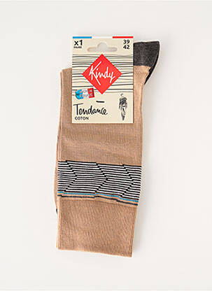 Chaussettes imprimé fantaisie marron KINDY homme