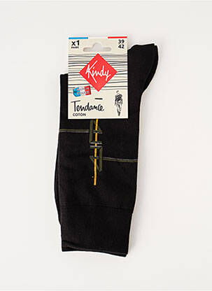 Chaussettes finition bords-côtes noir KINDY homme