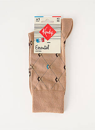 Chaussettes finition bords-côtes marron KINDY homme